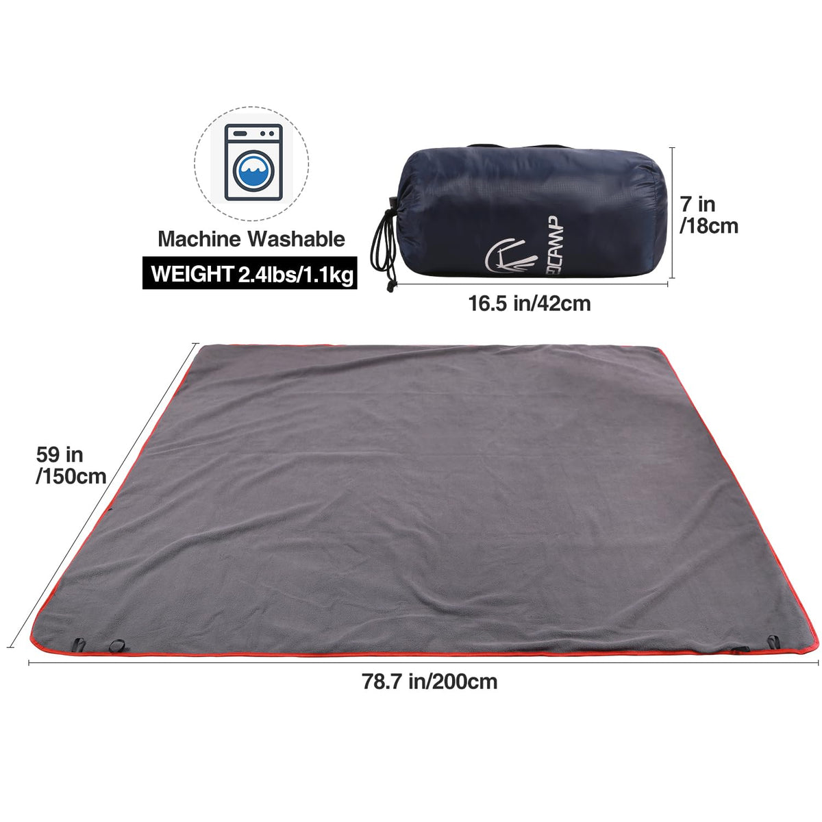 Large Waterproof Stadium Blanket for Cold Weather, Soft Warm Fleece Camping Blanket Windproof for Outdoor Sports