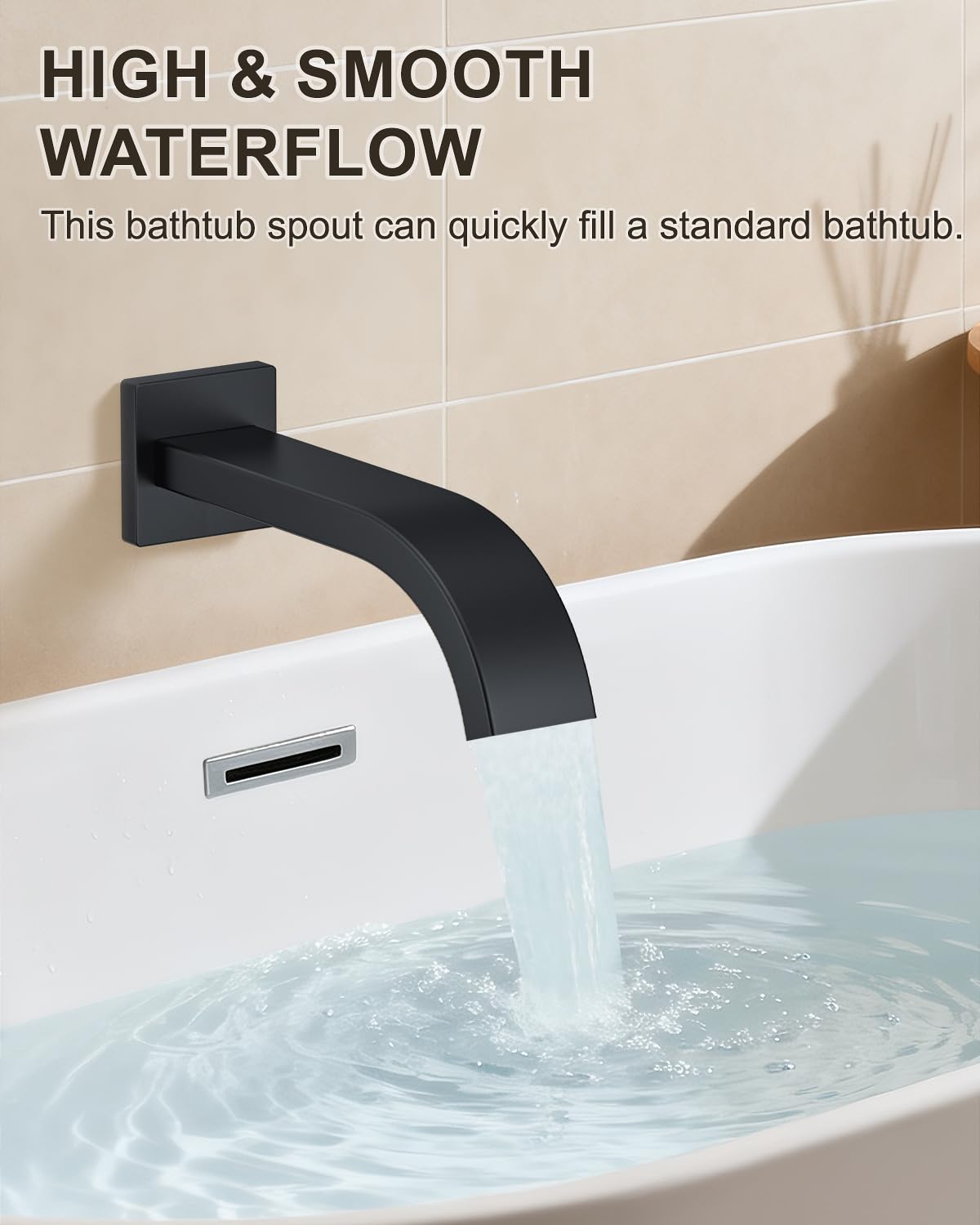 Shower System with Tub Spout, Bathtub Shower Faucet Set Matte Black