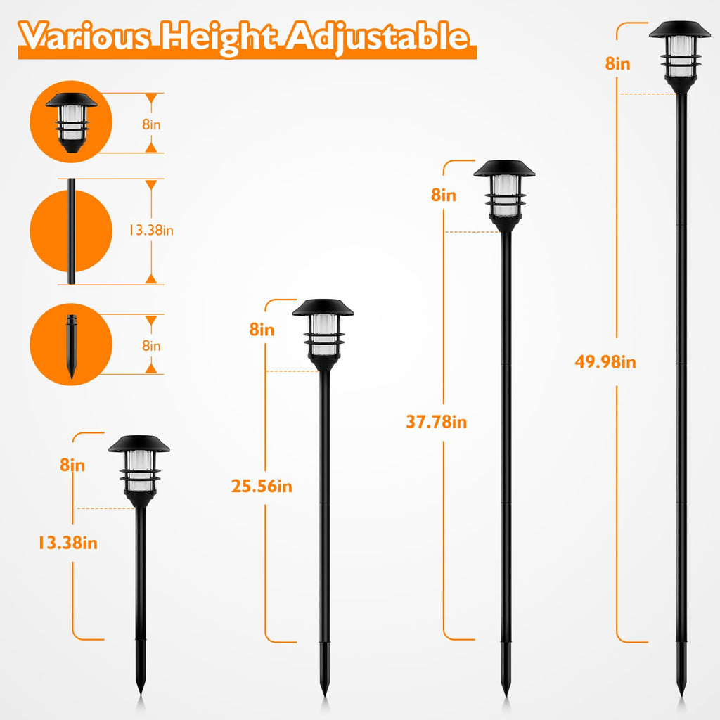 Solar Outdoor Lights, Waterproof Pathway Torches, LED Metal Landscape Path Lights for Garden Patio Balcony & Pool