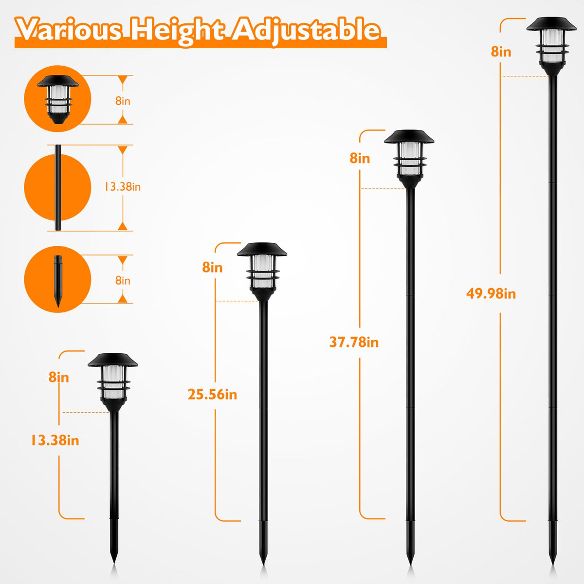 Solar Outdoor Lights, Waterproof Pathway Torches, LED Metal Landscape Path Lights for Garden Patio Balcony & Pool