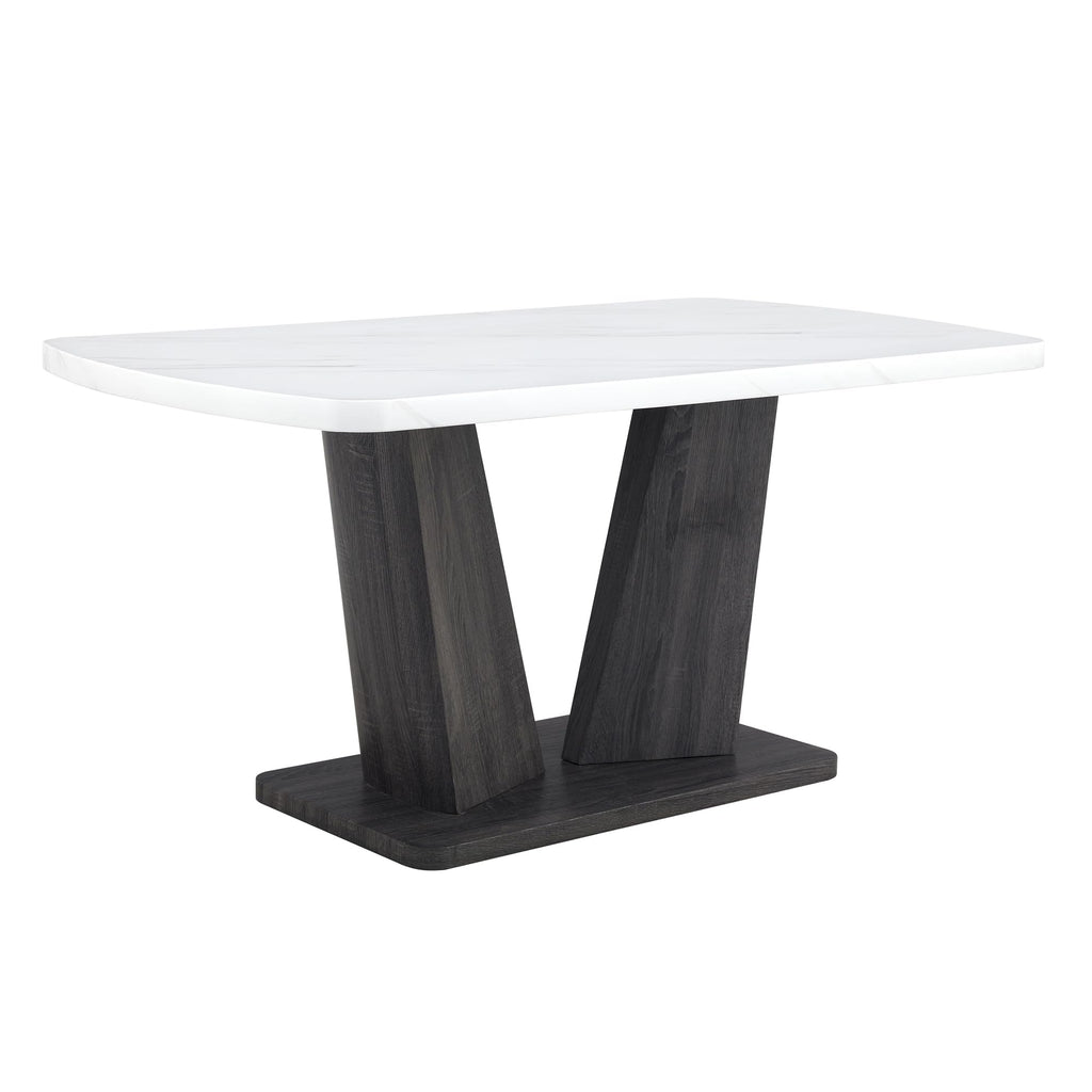 6 Piece Marble Dining Table Set with Bench, Marble Dining Room Table Chairs Bnech Set for 6, 63" Modern Dining Room