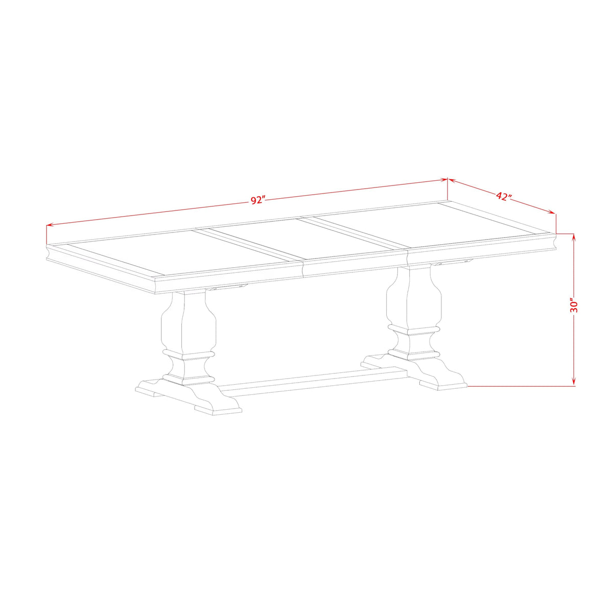 By - LKT-AWA-TP - A Dining Table with Removable Rectangular Tabletop - Antique Walnut Finish