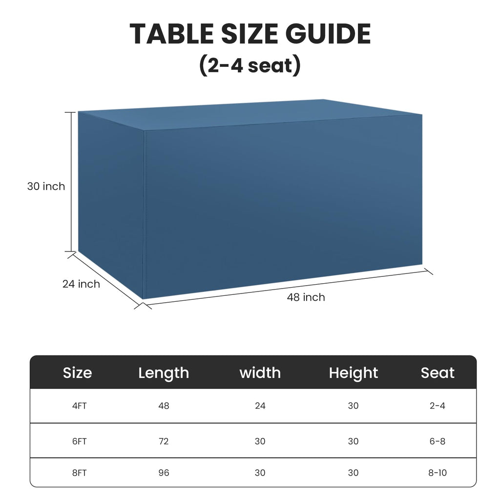 2 Pack Fitted Tablecloth for 4 Foot Rectangle 48 x 24 Inch Mediterranean Blue Table Covers Water Resistant Polyester