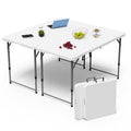 4 FT Folding Table 2 Pack Plastic Foldable Table Adjustable Height