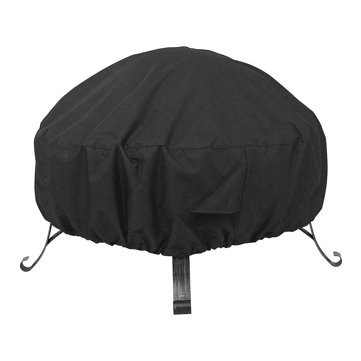 Round Fire Pit Cover 40-44 Inch 600D Heavy Duty Gas Firepit Cover with Drawstring and Handles, PVC Coating Waterproof