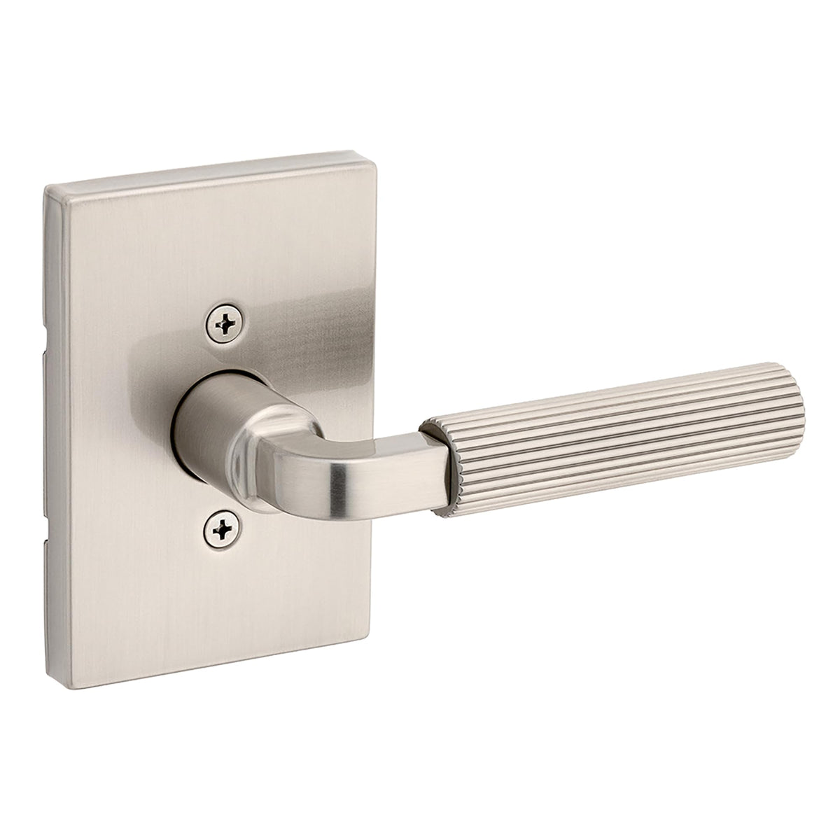 Mirada Reeded Dummy Door Handle, Single Sided Lever for Closets, French Double Doors, and Pantry, Satin Nickel