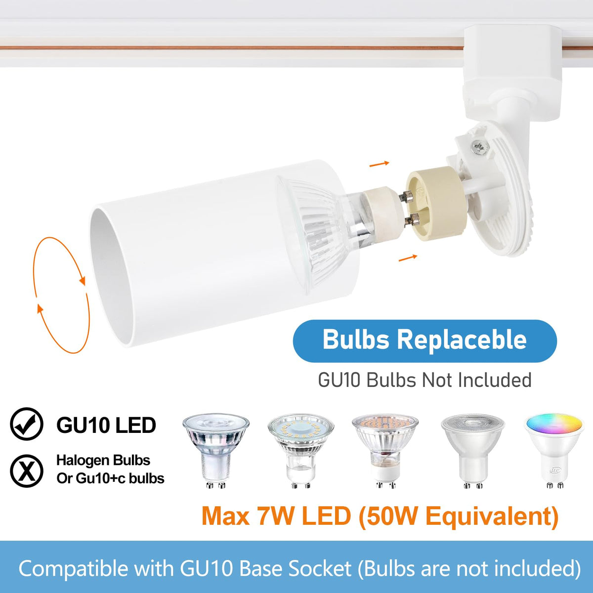 LED Track Lighting Kit with 13FT H Track Lighting Rails & Floating Canopy Connector, GU10 Track Light Kit