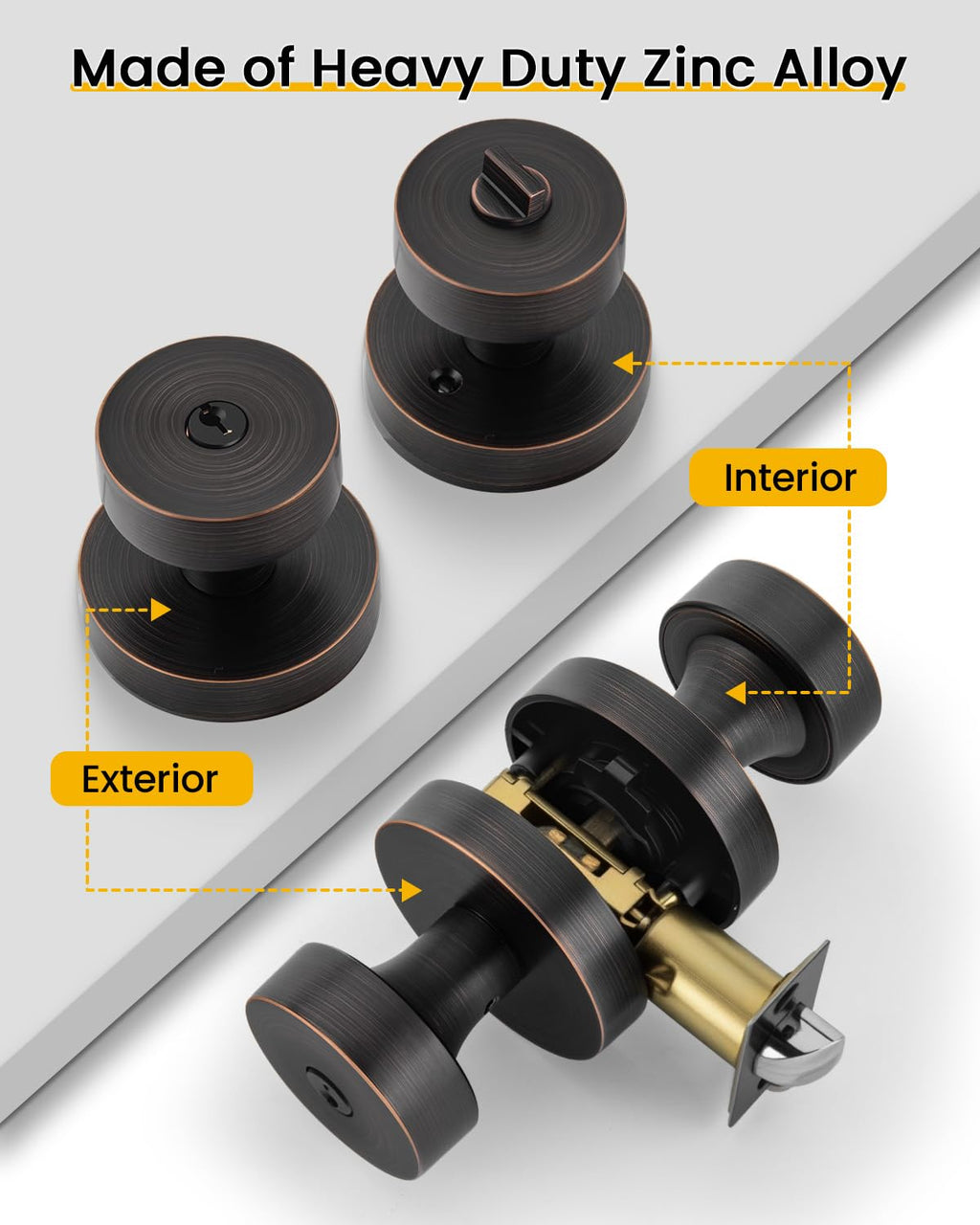 Keyed Alike Entry Oil Rubbed Bronze Exterior Door Knobs 2 Pack