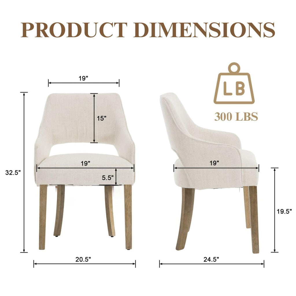 Linen Upholstered Set of 2 with Arms