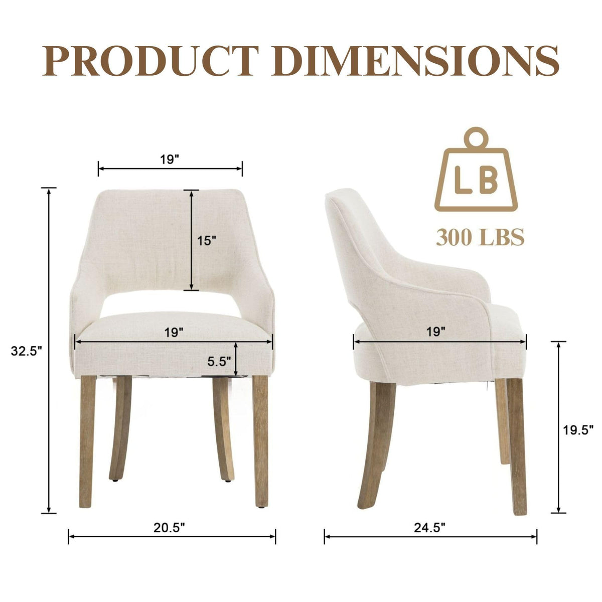 Linen Upholstered Set of 2 with Arms