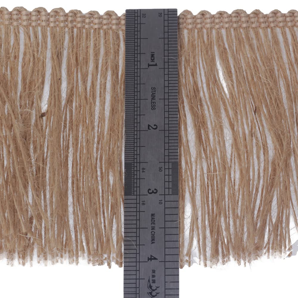 Burlap Fringe Trim Tassel Jute Lace 4 Inch Width 5 Yards Long for Clothes Accessories Latin Wedding Dress and DIY