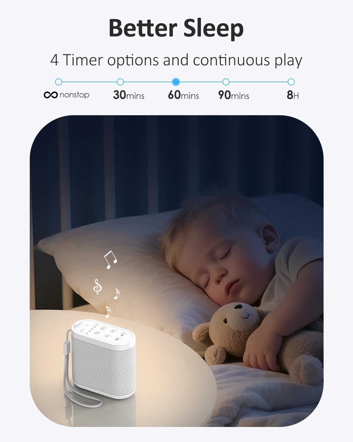 Portable Travel Sound Machine White Noise Machine for Sleeping : Super Long-Lasting & Rechargeable Battery, Headphone