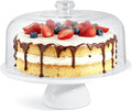 12 Inch Porcelain Cake Stand with Acrylic Dome Lid, White Pedestal