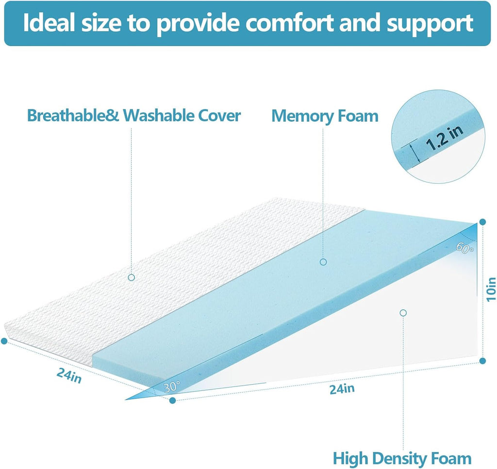 Wedge Pillow for Sleeping, 24 x 24 x 10 Inch Bed Wedge