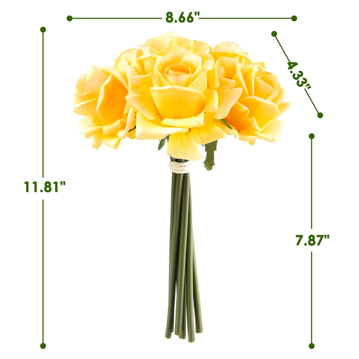 7PCS Fake Artificial Rose Silk Real Touch Yellow 30CM