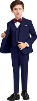 Boy's Formal Suit Set, Slim Fit Suits for Kids, 5 Pieces Boys Tuxedo Set
