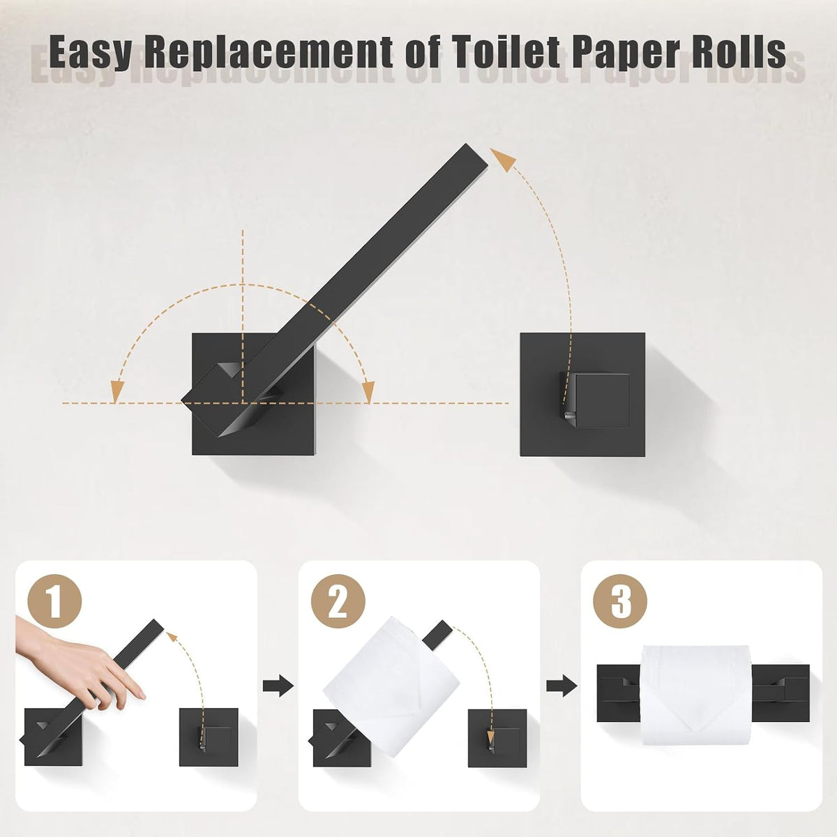 Matte Black Bathroom Hardware Accessories Set 5 Pieces, Double Post Pivoting Toilet Paper Holder Set Stainless Steel