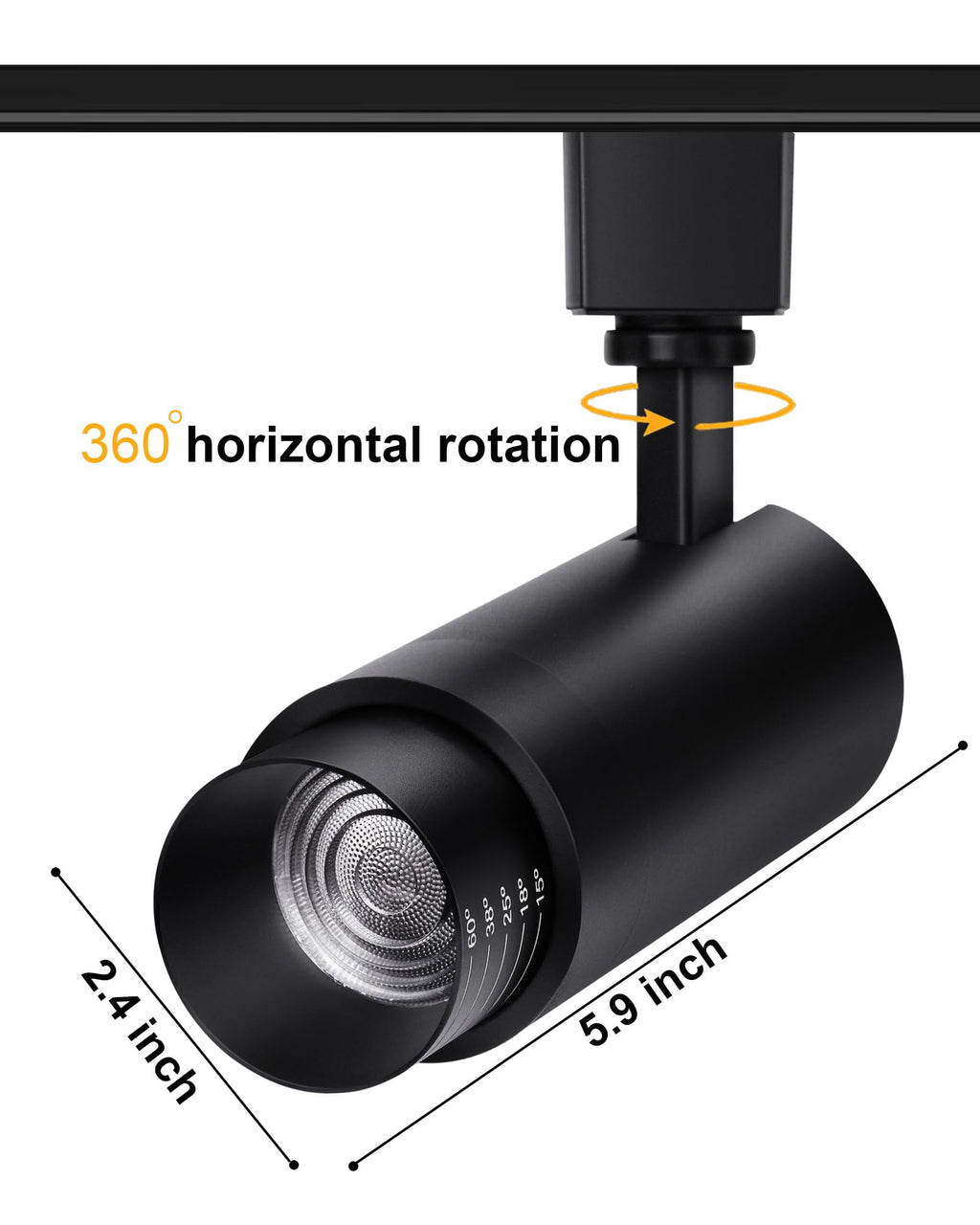 Zoomable LED Track Lighting Heads,2700K-6500K Stepless Dimming H Type Dimmable Rail Ceiling Track Lights Fixtures