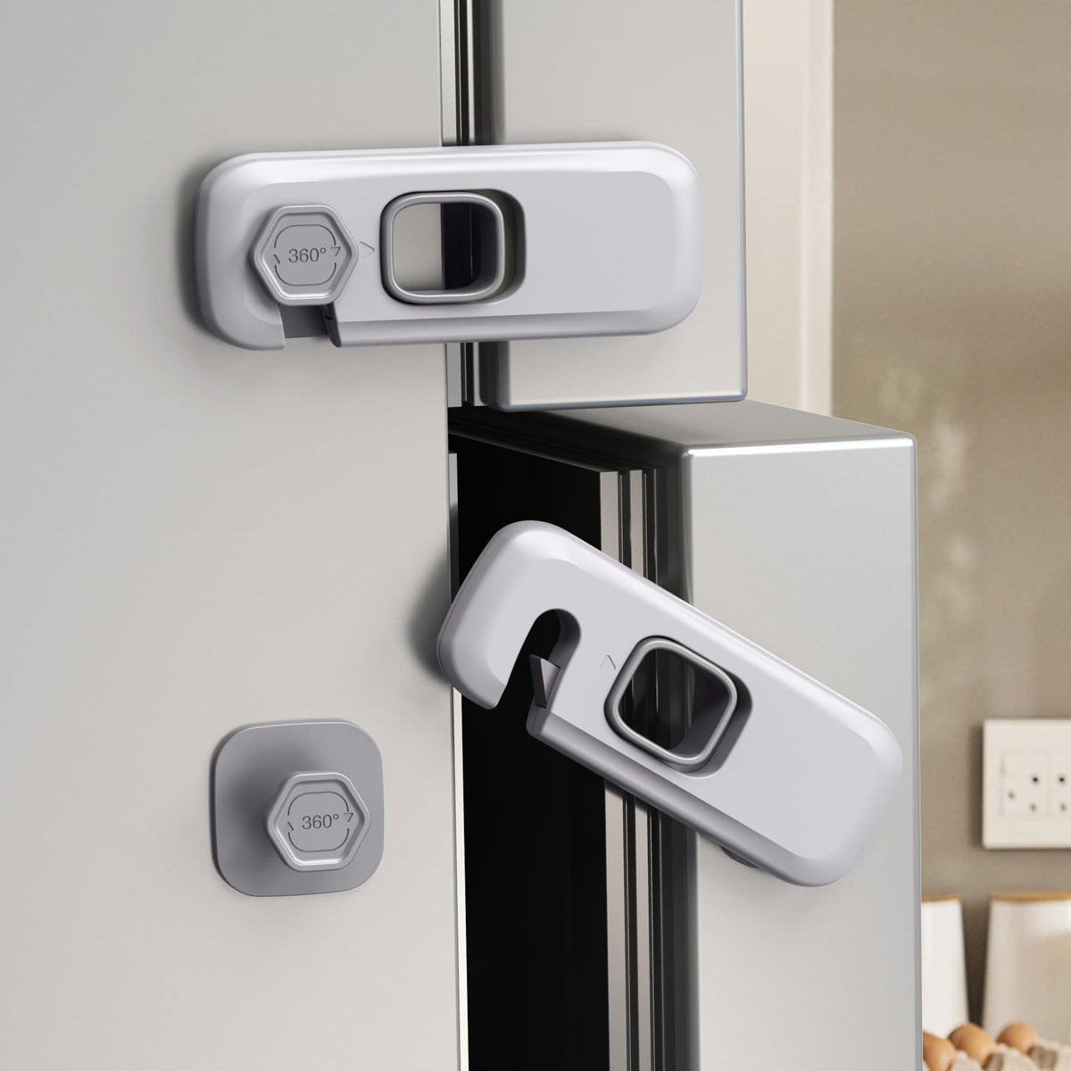 5 Pack Child Proof Refrigerator Lock, Fridge Locks for Kids with Sticky Adhesive Pads, Child Safety Locks for Doors