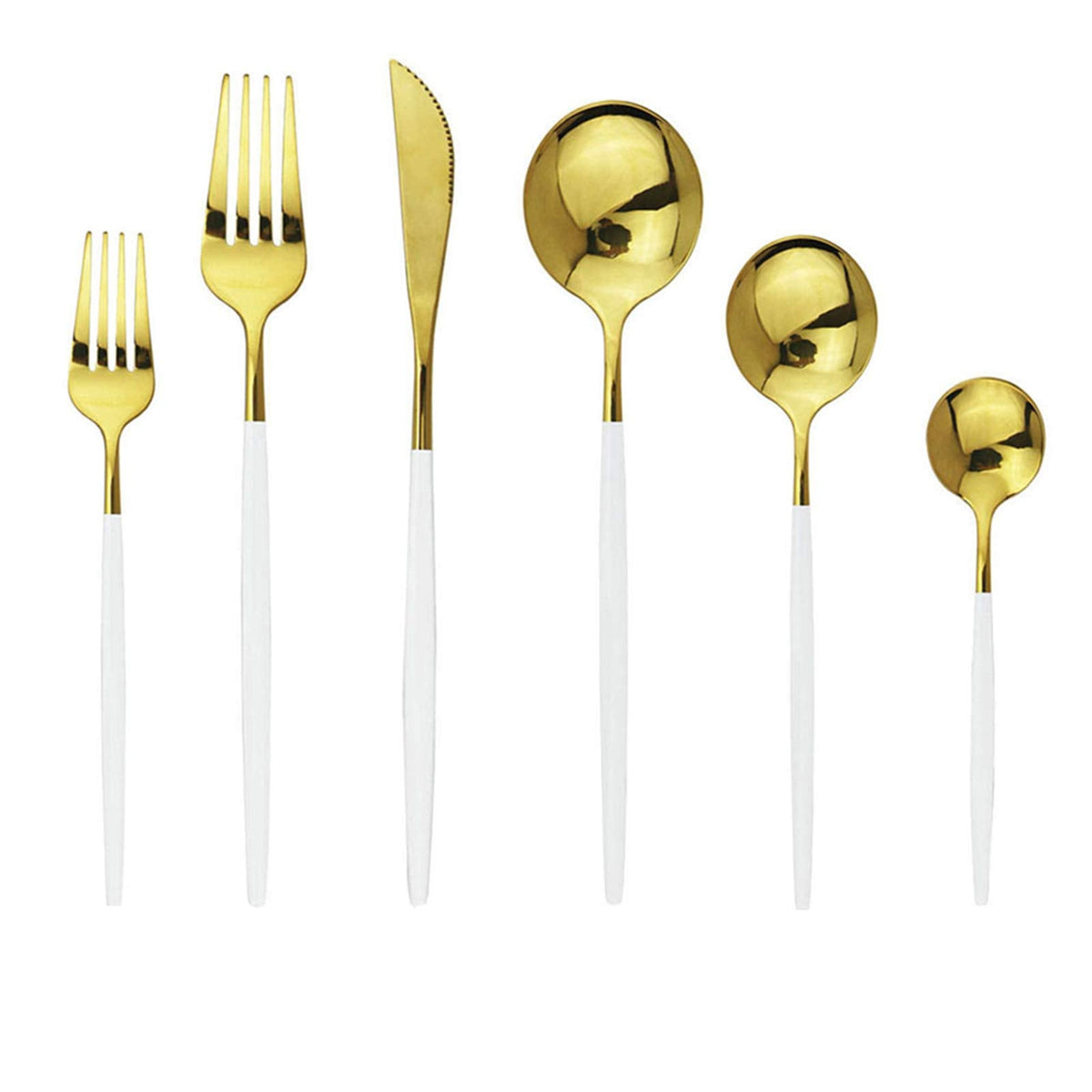18/10 Silver Silverware Set Stainless Steel Flatware Utensils Set Gold Cutlery Set| 24-Piece Modern Cubiertos