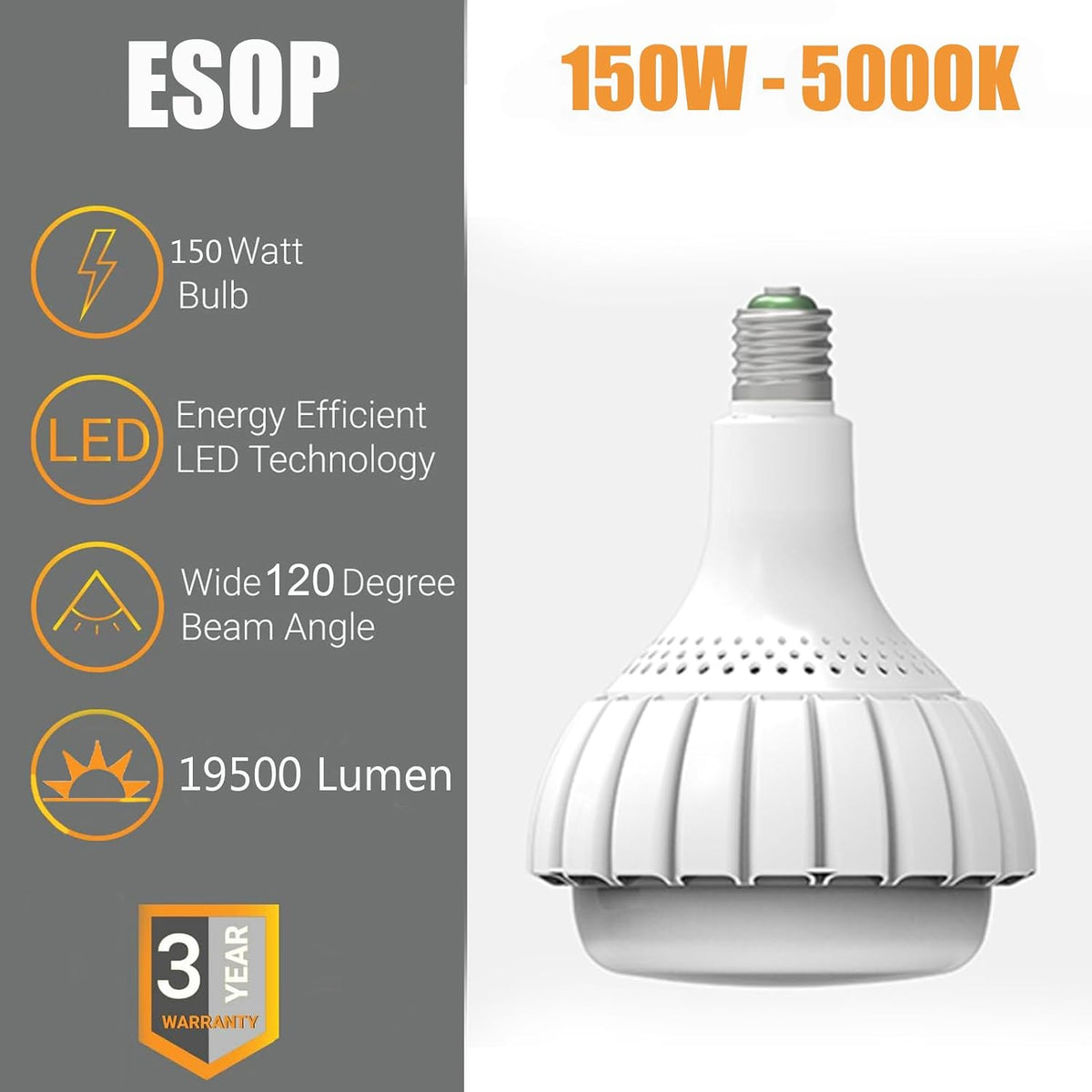 E39 Mogul Base LED Bulb, 5000K Daylight, 150W Super Bright LED Bulb