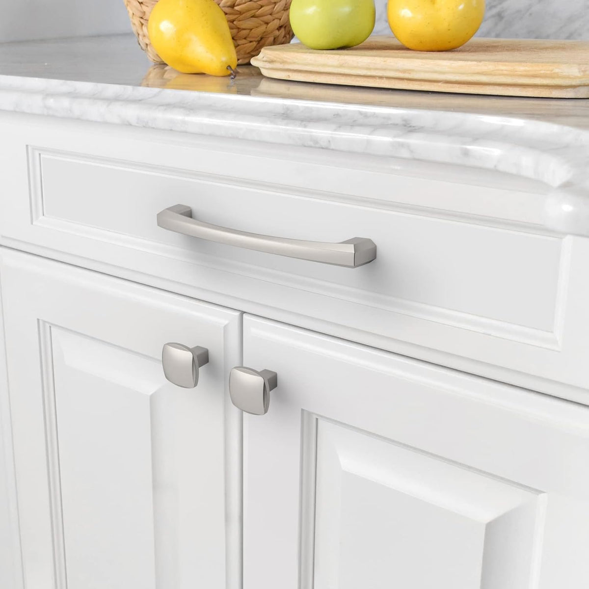 30 Pack Brushed Satin Nickel Cabinet Knobs, 5/128MM, Silver, Zinc, Bronze (50%, 50%), Arch & Bow, Easy to Install