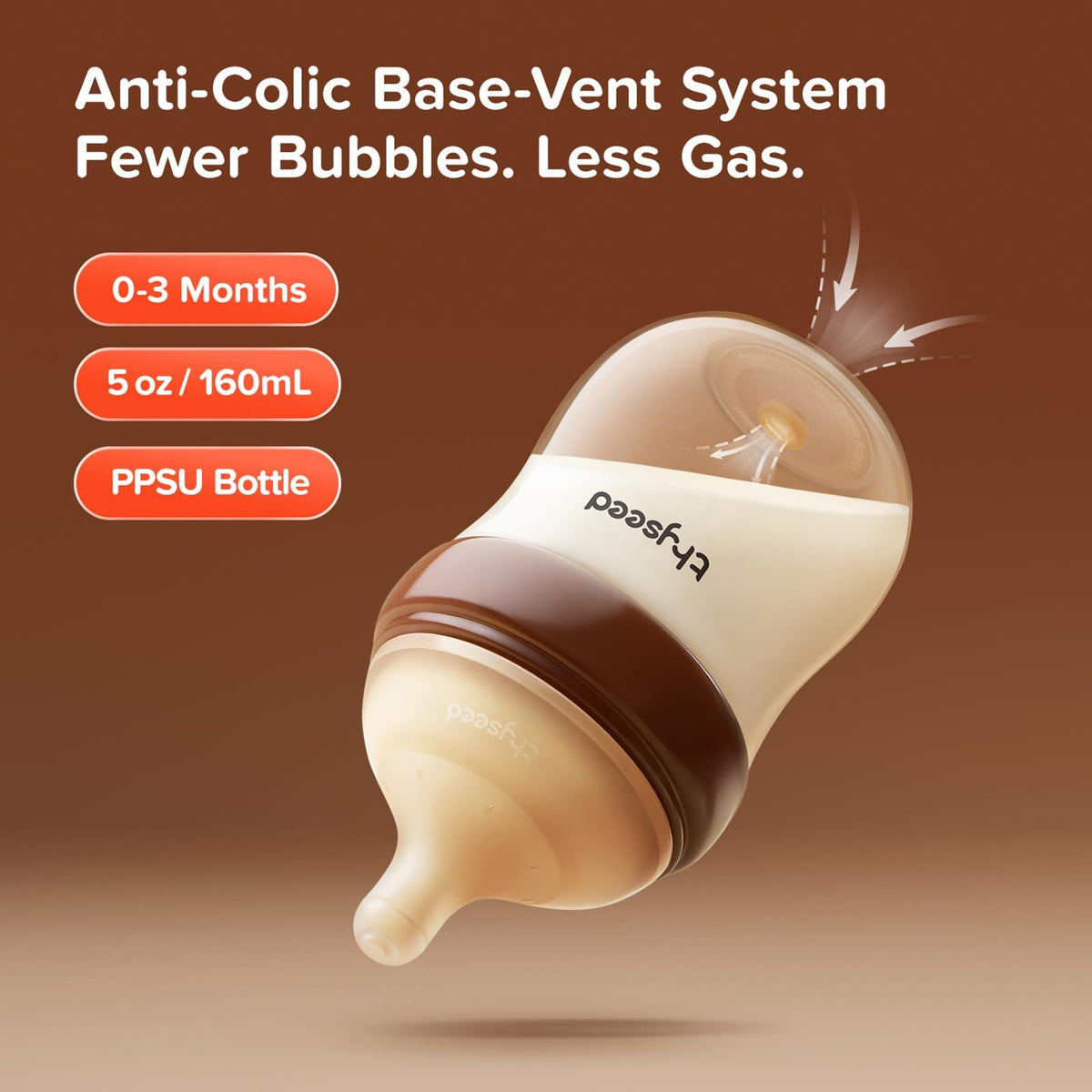 Anti-Colic Baby Bottle, Breast-Like Extra Slow Flow Nipple for Breastfed Babies (0m+), 5 oz/160 mL, 1 Pack