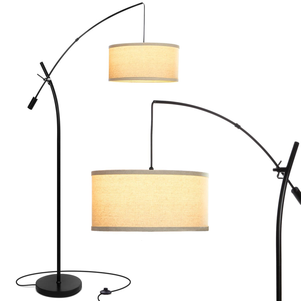 Inspired Arco Style Grayson LED Arc Floor Lamp, Adjustable Arm Lamp in Industrial Reading - Black
