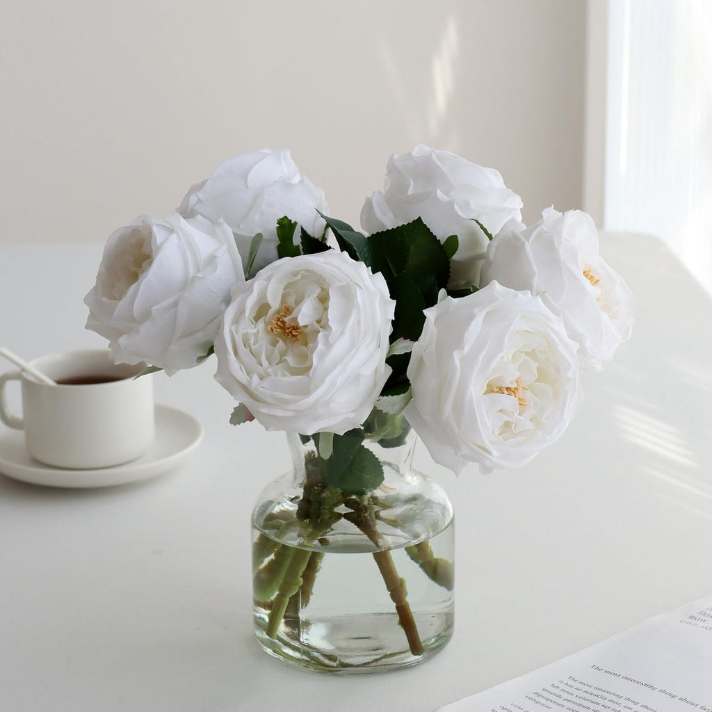 Fake Peonies with Vase, Real Touch Peony Floral Arrangement Centerpiece