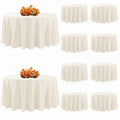 10 Pack Round Tablecloth 90 Inch Ivory, Polyester Fabric Round Table Cover, Stain & Wrinkle Resistant Washable Table