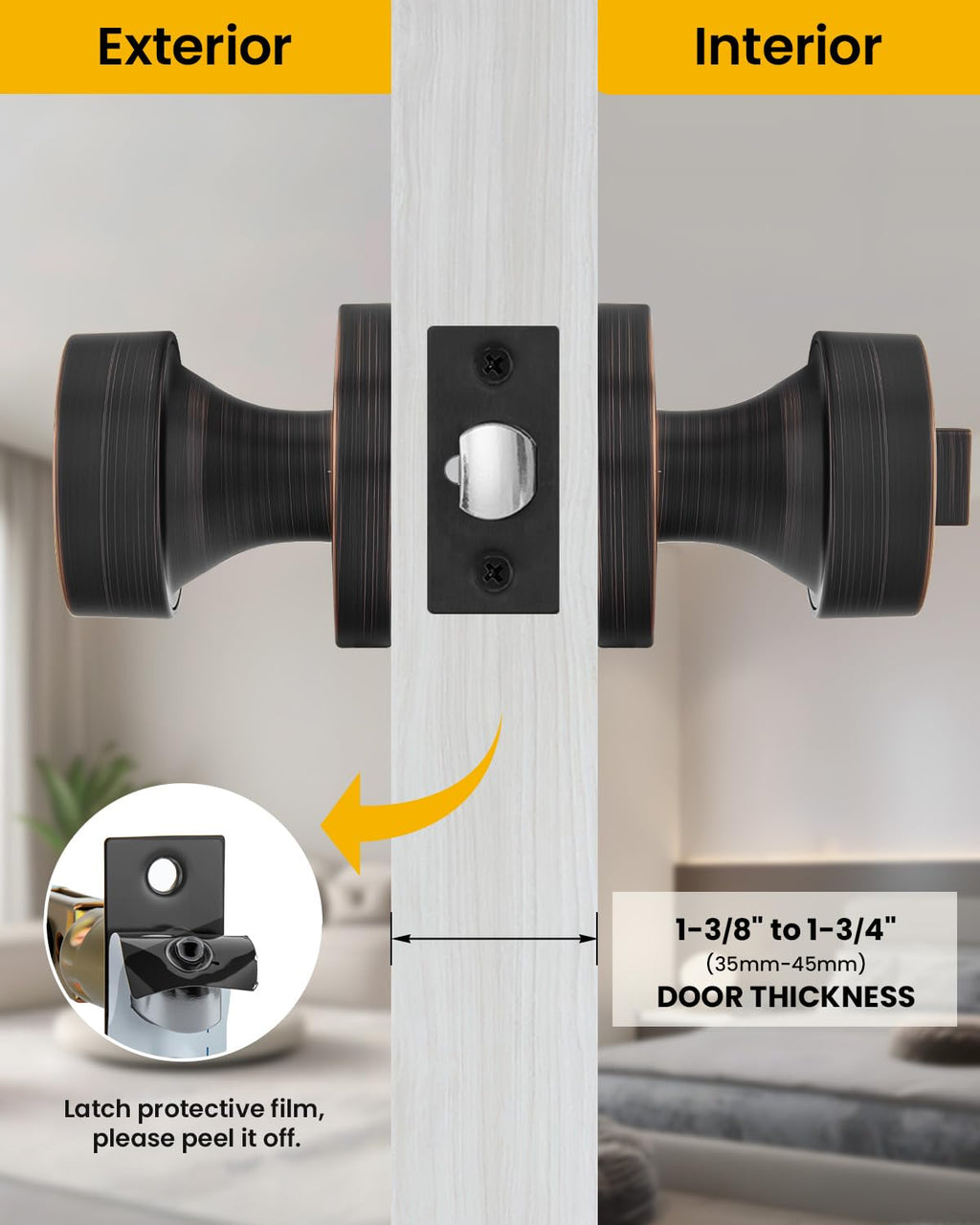 Keyed Alike Entry Oil Rubbed Bronze Exterior Door Knobs 2 Pack