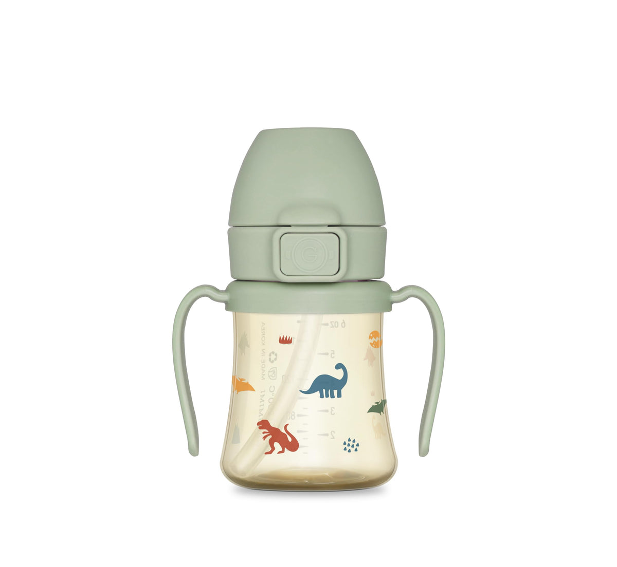 Flip Top Spill Proof Sippy Cup, PPSU, BPA Free, 6 oz, Stage 2 Straw for Toddlers (Dinosaur)