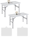 4FT White Folding Table for Camping, Parties, Meeting, 2 Pack