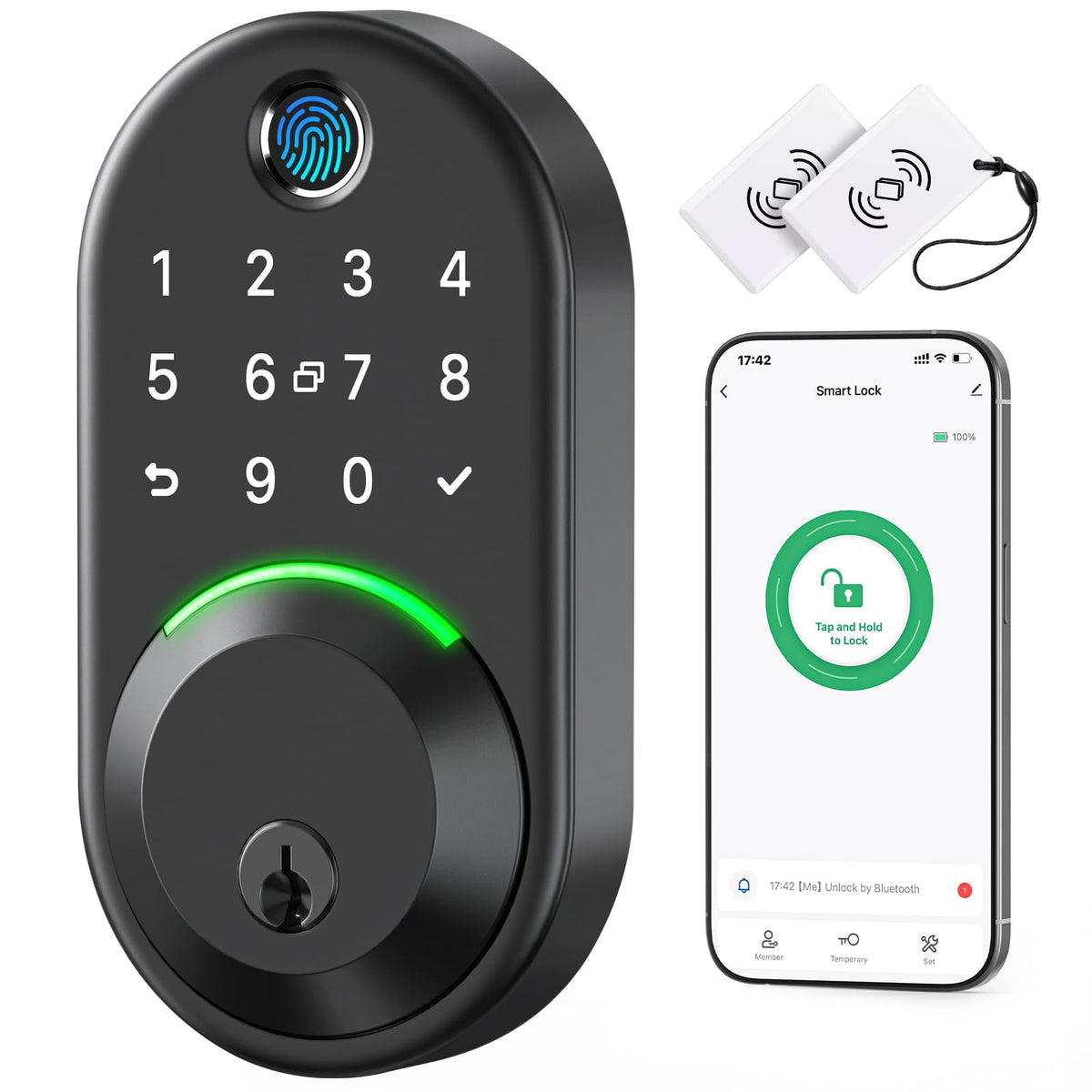 Smart Deadbolt Lock with Keypad, Fingerprint Keyless Entry Door Lock