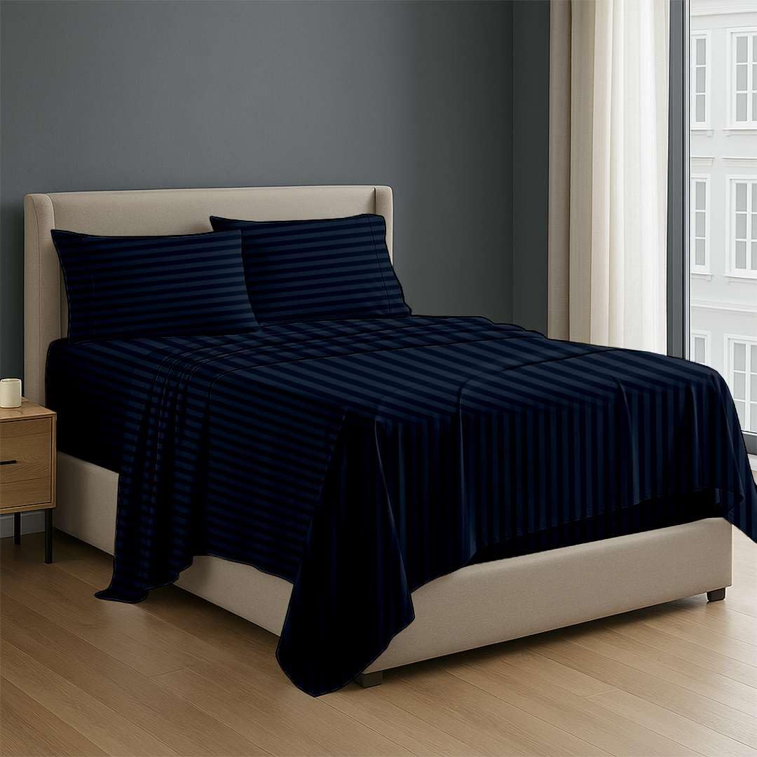 Premium 4 Piece Egyptian Cotton Fitted Sheet Set, Hotel Quality Soft Breathable Bedding Sheets, 15" Deep