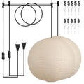 Inspired Noguchi Style 20in Paper Lanterns Plug in Hanging Lamp Off-White 19.7FT Cord