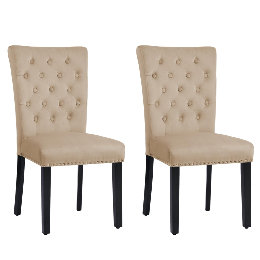 Velvet Dining Chairs Set of 2, Parsons Kitchen Chair, Camel