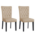 Velvet Dining Chairs Set of 2, Parsons Kitchen Chair, Camel