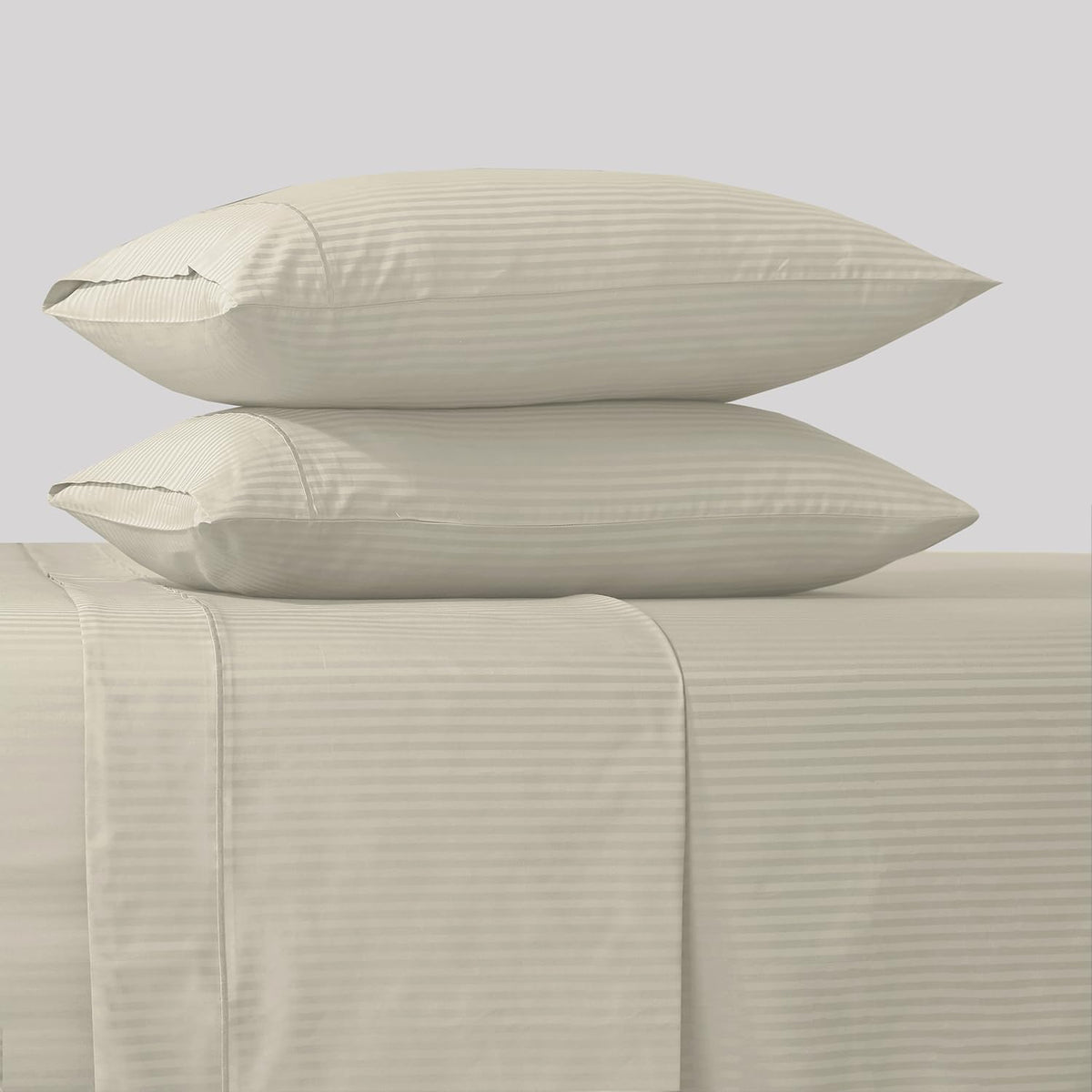 Stitch 500 TC Damask Bed Sheet Set, 100% Cotton Soft Breathable Bedsheets, 4 Piece 18" Deep Pockets