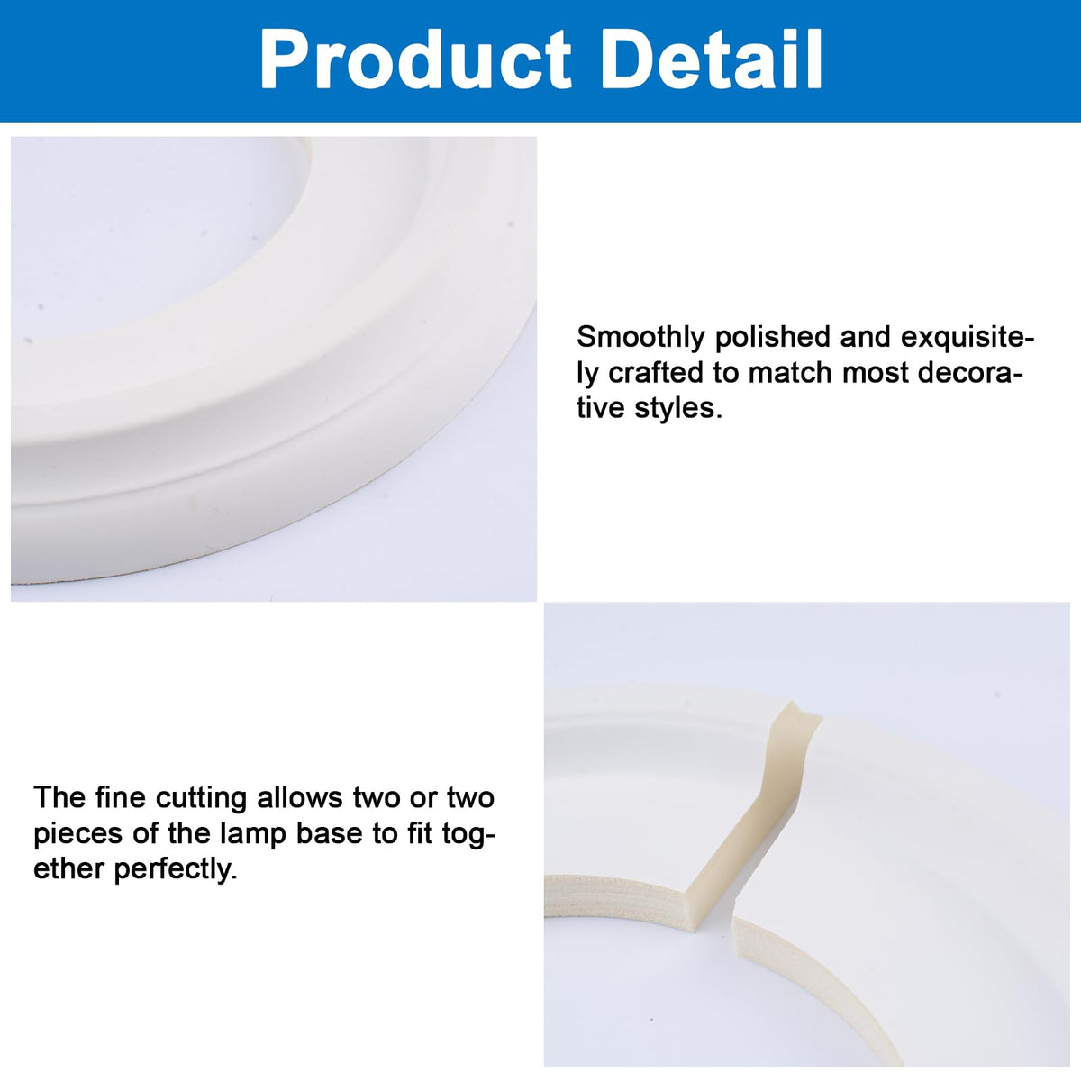 1PC Plain Ceiling Medallion, Split Decorative Ceiling Ring for Chandelier Light Fixture Ceiling Decor, Simple Surface