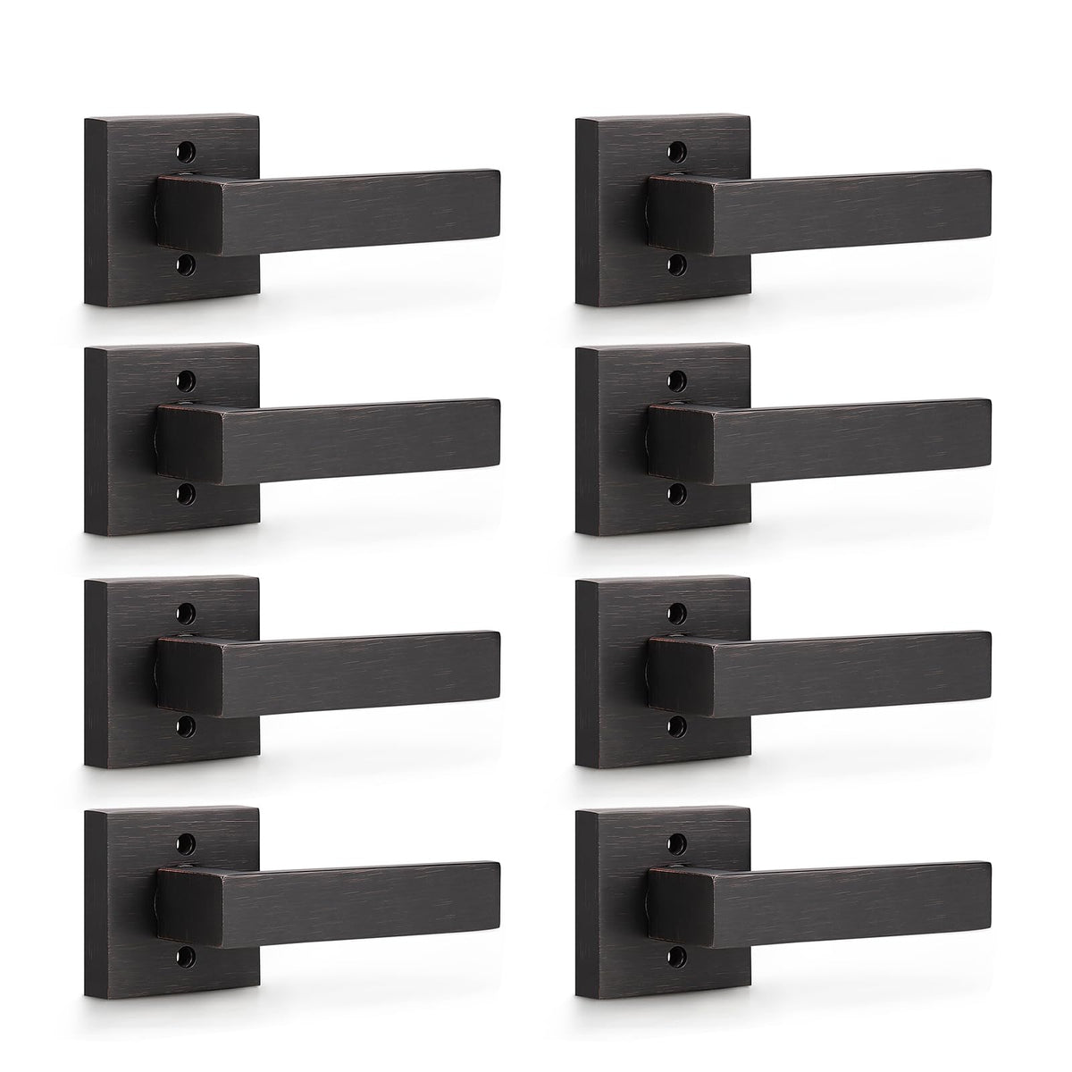 8 Pack Dummy Lever Door Handles, Oil Rubbed Bronze Interior Door Levers Modern Square Door Handles, Reversible for