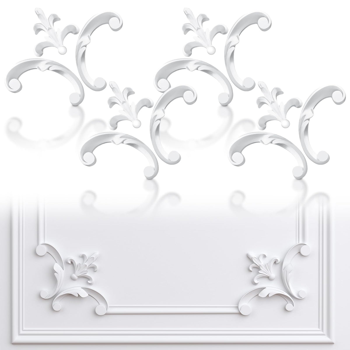 4pcs Corner Wall Molding, French Wainscoting Panel, Fleur De Lis