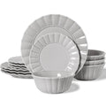 Dinnerware set, 12 Piece plates and bowls sets for 4, Ceramic Modern dish set for party, Porcelain dish set, House