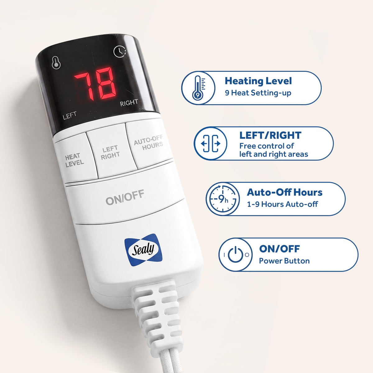 Heated Mattress Pad King 78×80 Single Control for 2 Zones