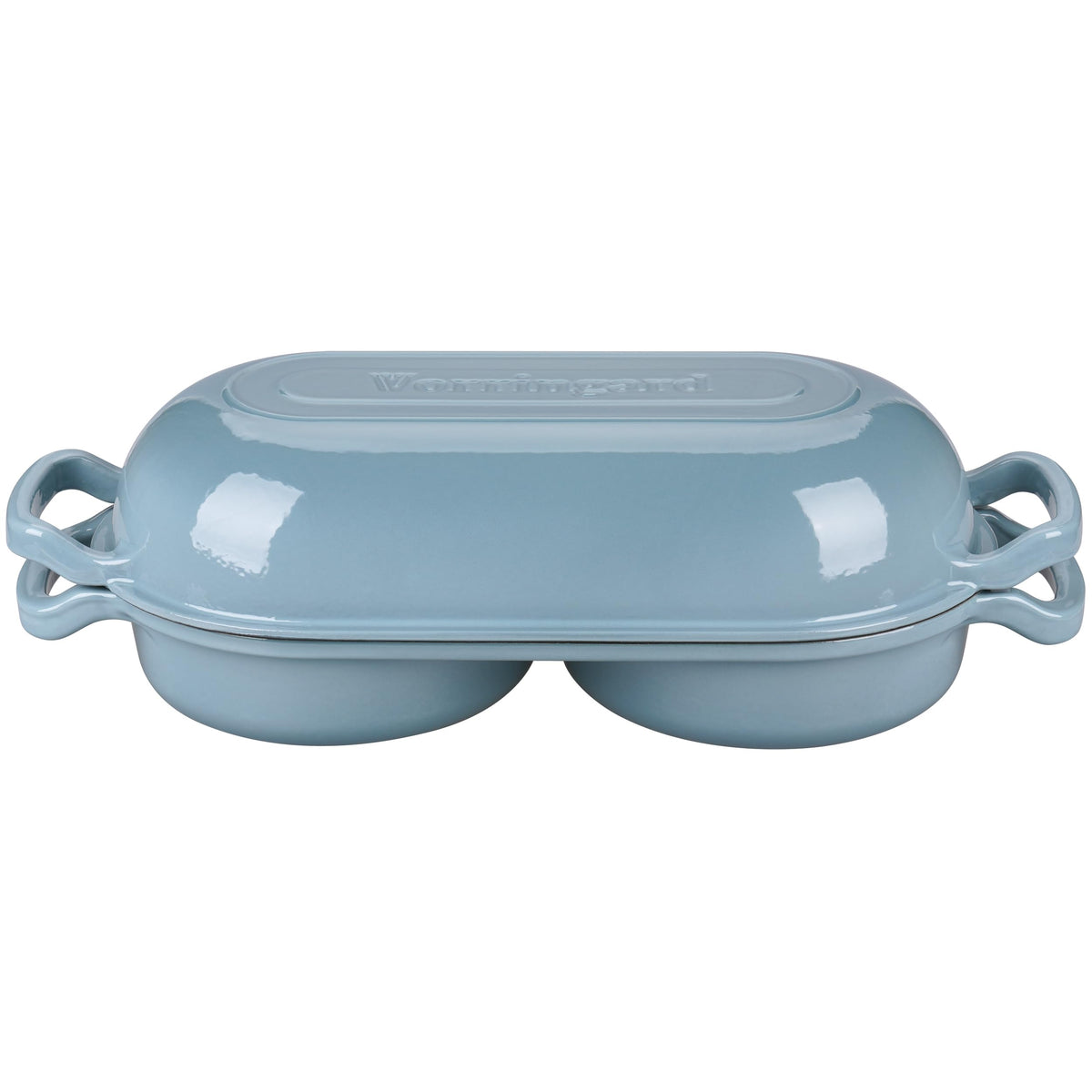Enameled Cast Iron Double Dutch Oven with Lid, Dual Round Loaf Pan, Bread pan made Sourdough Bread Baking, Sea salt