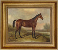 William Barraud Hunter in Landscape Oil Painting Print on Canvas in Antiqued Gold Frame, Equestrian Horse Ready To