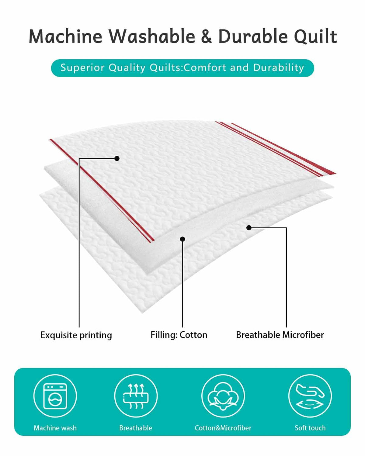 Quilt Sets Twin XL Size Red Ticking Vertically Stripe Comforter Set Lightweight Soft Bedspread Coverlet Simple Style