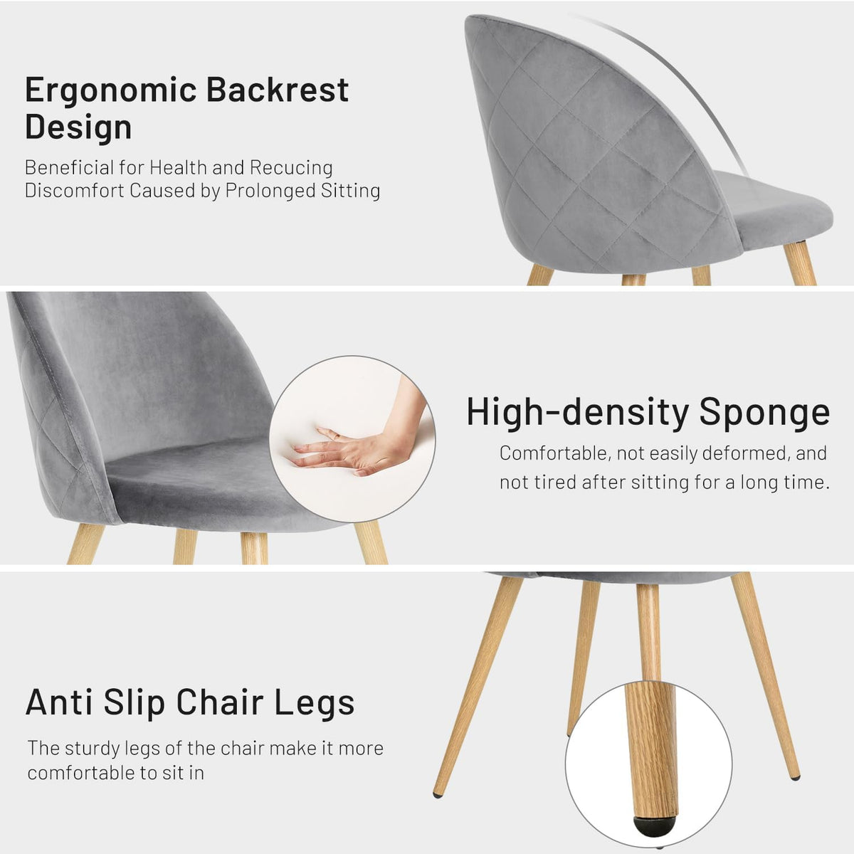 Upholstered Velvet Dining Chair Mid Back Armless with Wood Legs for Home Kitchen Bedroom Living Room