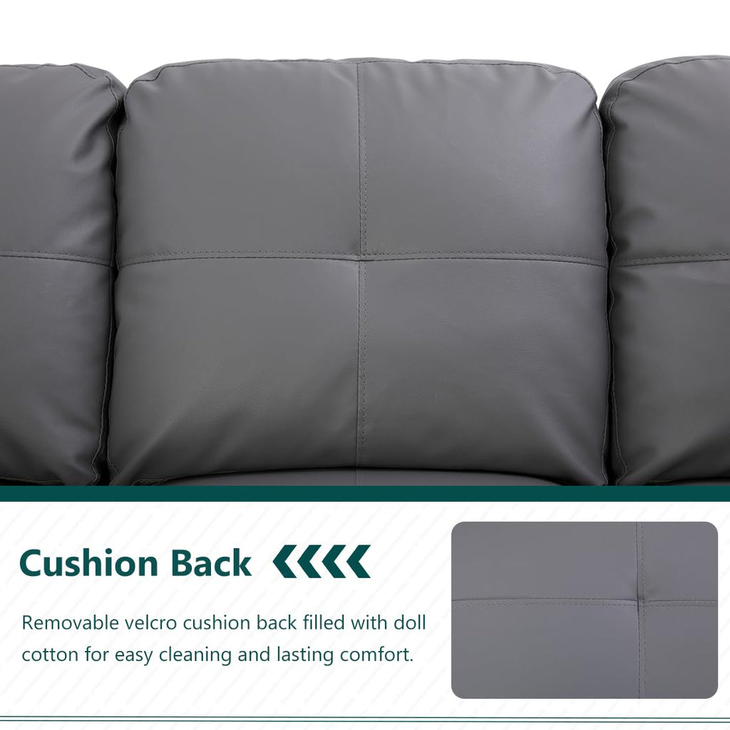 Faux Leather Sectional Sofa Couch, Modern L-Shaped Couch, Modular Sectional Sofa Set, 103.5" Corner Chaise Lounge
