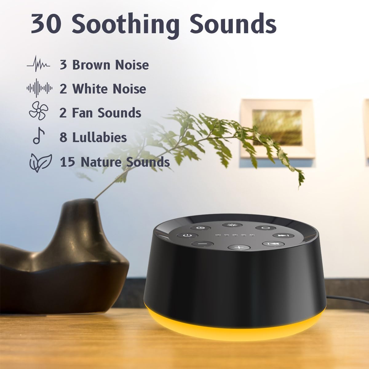 Brown Noise Sound Machine with 30 Sounds, 12 Colors Night Light White Noise Machine for Adults Baby Kids Sleep Machines